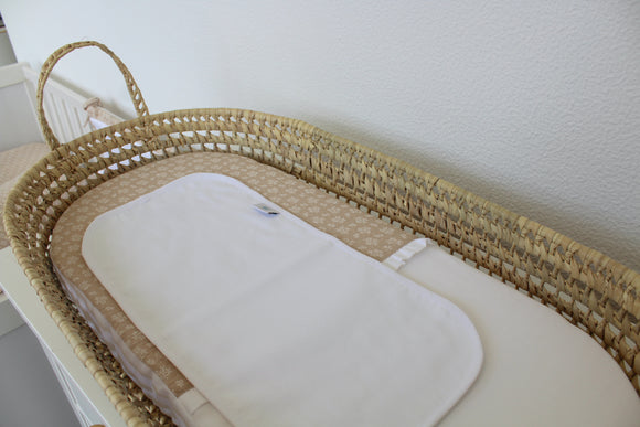 Cesta Muda Fraldas | Musselina Bege Folhas