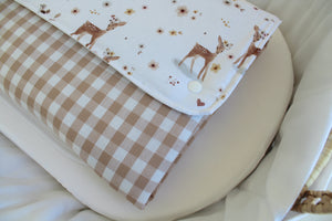 Muda Fraldas Portátil Com Bolsos | Vichy Bege e Bambis