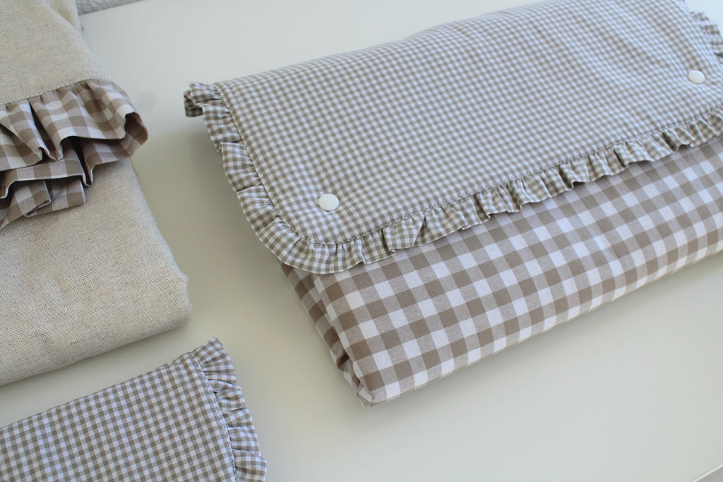 Muda Fraldas Portátil Com Bolsos | Vichy Areia