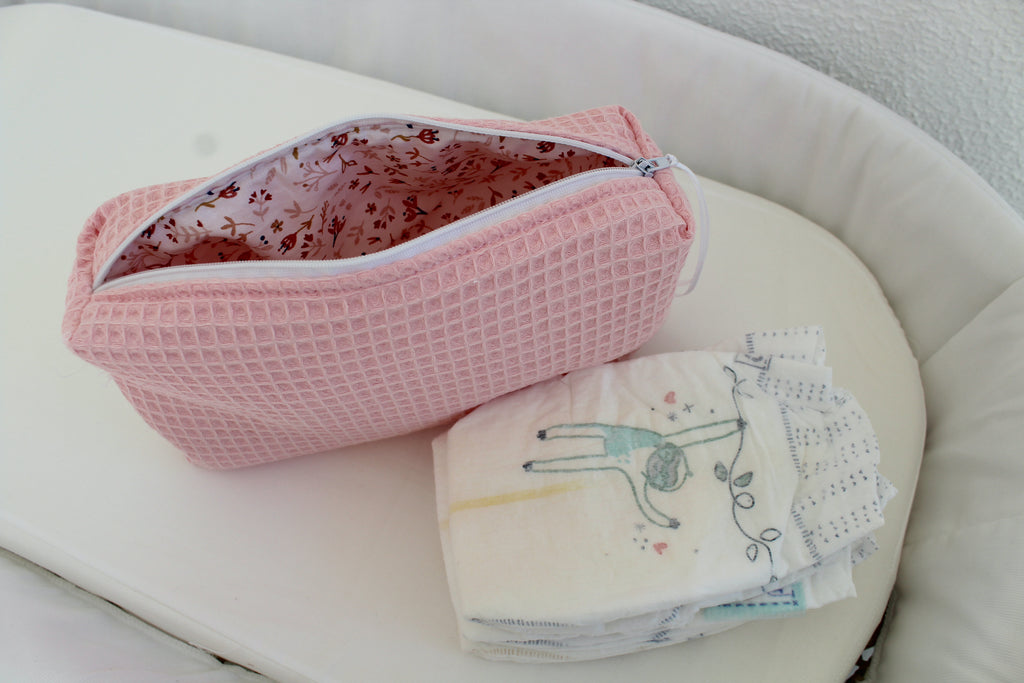 Necessaire Simples | Waffle Rosa e Flores