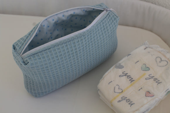 Necessaire Simples | Waffle Azul e Estrelas
