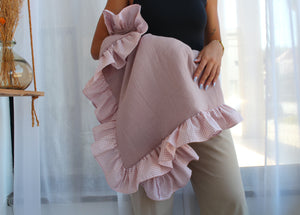 Manta Musselina Folho Largo | Rosa Velho e Vichy