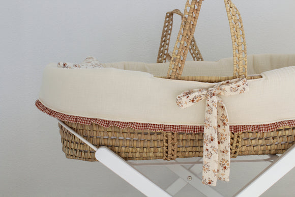 Alcofa de Verga | Musselina Flores e Vichy Terracota