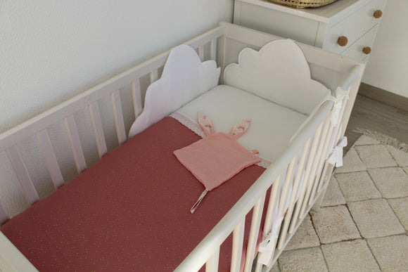Conjunto de Meio Berço Nuvens | Musselina Blush
