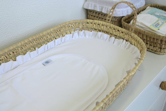 Cesta Muda Fraldas Branco com Folho