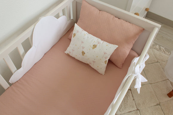 Conjunto de Meio Berço Nuvens | Plumeti Rosa Velho