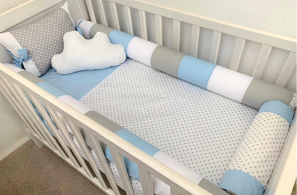 Conjunto de Berço com Rolos | Azul e Cinza VI